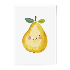 Cute Pear Photographic Print, Smiling Fruit Wall Art, Kids Room Decor, Playroom Art, Nursery Print, Food Art Print - Tawshia