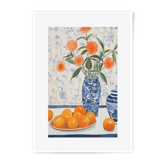 Orange Flowers Photographic Print, Floral Still Life Art, Orange Decor, Botanical Print, Home Decor, Kitchen Art Print, Wall Decor - Tawshia