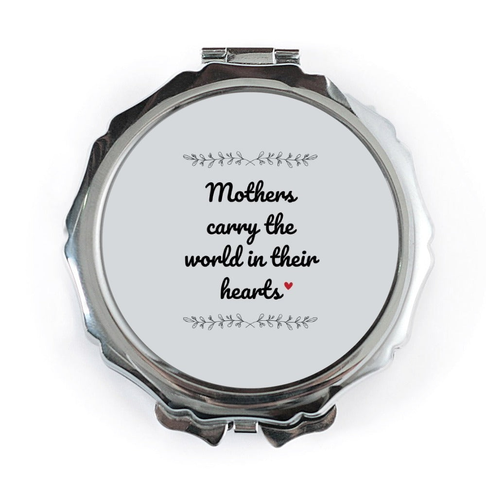 Mothers Day Gift Pocket Mirror, Mom Carry World in Heart, Travel Mirror, Makeup Mirror, Gift for Her, Mothers Day, Birthday Gift - Tawshia
