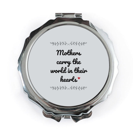 Mothers Day Gift Pocket Mirror, Mom Carry World in Heart, Travel Mirror, Makeup Mirror, Gift for Her, Mothers Day, Birthday Gift - Tawshia