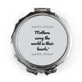Mothers Day Gift Pocket Mirror, Mom Carry World in Heart, Travel Mirror, Makeup Mirror, Gift for Her, Mothers Day, Birthday Gift - Tawshia