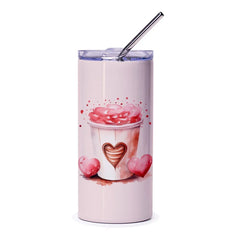 Valentines Day Tumbler, Heart Tumbler, Gift for Her, Cute Cupcake Tumbler, Coffee Cup Tumbler, Hot Chocolate Drinkware, Heart Lover Gift - Tawshia