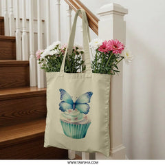 Butterfly Cupcake Tote Bag, Watercolor Design, Cute Insect Bag, Unique Gift Idea, Elegant Everyday Tote - Tawshia