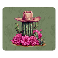 Cactus Cowboy Hat Mouse Pad, Floral Western Desk Accessory, Desert Flower Computer Mat, Southwestern Office Decor, Cute Cowgirl Gift - Tawshia