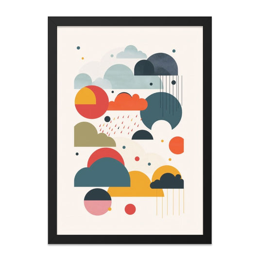 Abstract Cloudscape Wall Art, Geometric Shapes Art Print, Modern Art Decor, Colorful Cloud Wall Decor, Unique Wall Hanging, Home Decor - Tawshia