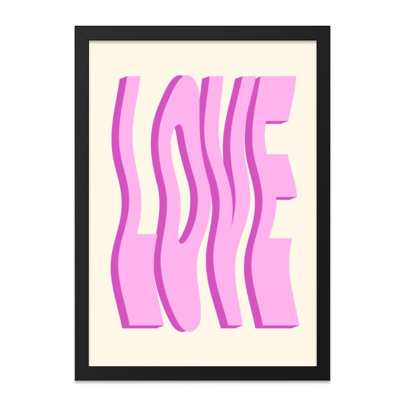 Pink Love Wall Art, Trendy Home Decor, Modern Art Print, Minimalist Poster, Aesthetic Room Decor, Gift Idea, Framed Art, Love Print - Tawshia