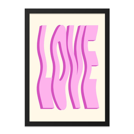 Pink Love Wall Art, Trendy Home Decor, Modern Art Print, Minimalist Poster, Aesthetic Room Decor, Gift Idea, Framed Art, Love Print - Tawshia