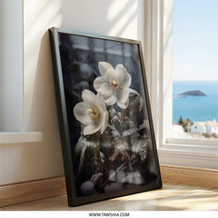 Winter Hellebore Wall Art, Floral Print, White Flower Photography, Botanical Decor, Nature Artwork, Snowy Flower Art, Christmas Rose Print - Tawshia