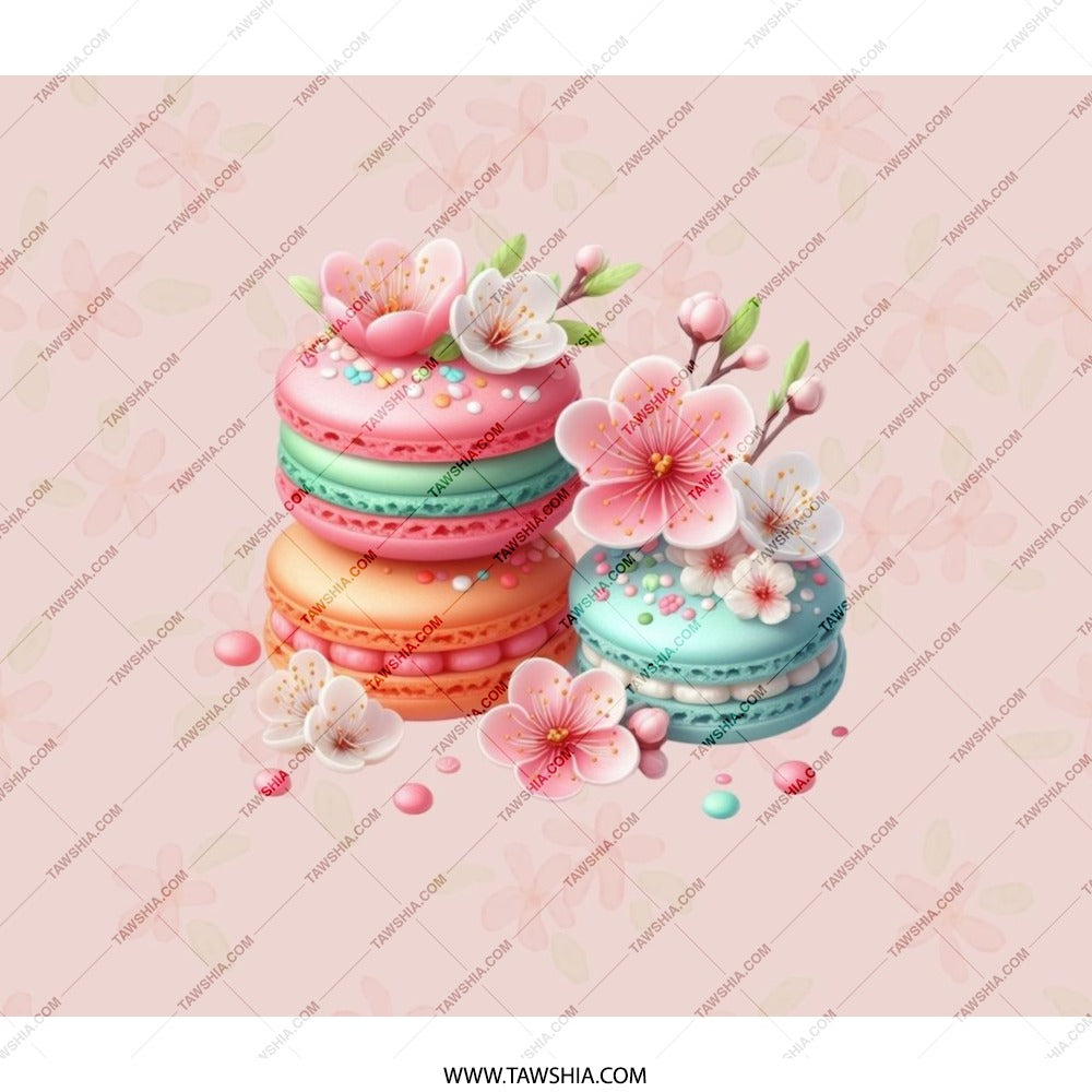Macaron BackPack, Sakura Flower School Bag, Cute Foodie Travel Bag, Dessert Lover Gift, Stylish Backpack for Girls, Pastel Aesthetic - Tawshia