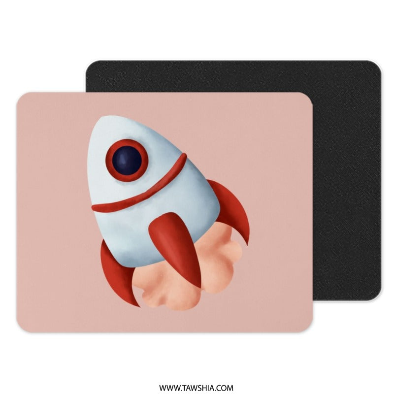 Retro Rocket Mouse Pad, Space Theme Mousepad, Cute Computer Accessories, Office Decor, Desk Mat - Tawshia