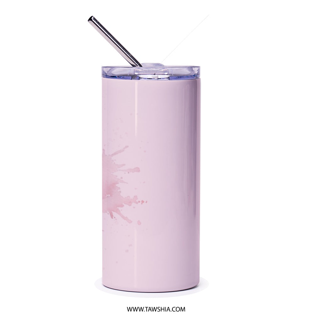 Arabic Mother's Day Tumbler, Pink Watercolor Tumbler, Mom is Life's Heartbeat, Arabic Tumbler Gift, Gift for Mom, Unique Tumbler - Tawshia