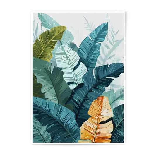 Tropical Leaves Photographic Print, Botanical Wall Art, Exotic Foliage Decor, Banana Leaf Art Print, Teal Green Leaf Print - Tawshia