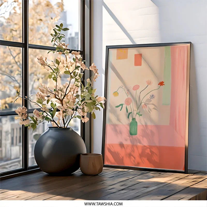 Floral Still Life Wall Art, Flower Painting Print, Botanical Home Decor, Modern Art Print, Abstract Wall Art, Aesthetic Room Decor - Tawshia