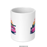 Pink M4 Mug, Retro Car Art, JDM Mug, Automotive Gift, Car Lover Mug, Sunset Mug, Cool Car Mug, Aesthetic Mug, Gift for Him, Pink Car Mug - Tawshia