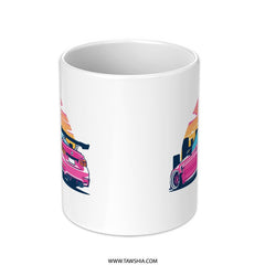Pink M4 Mug, Retro Car Art, JDM Mug, Automotive Gift, Car Lover Mug, Sunset Mug, Cool Car Mug, Aesthetic Mug, Gift for Him, Pink Car Mug - Tawshia