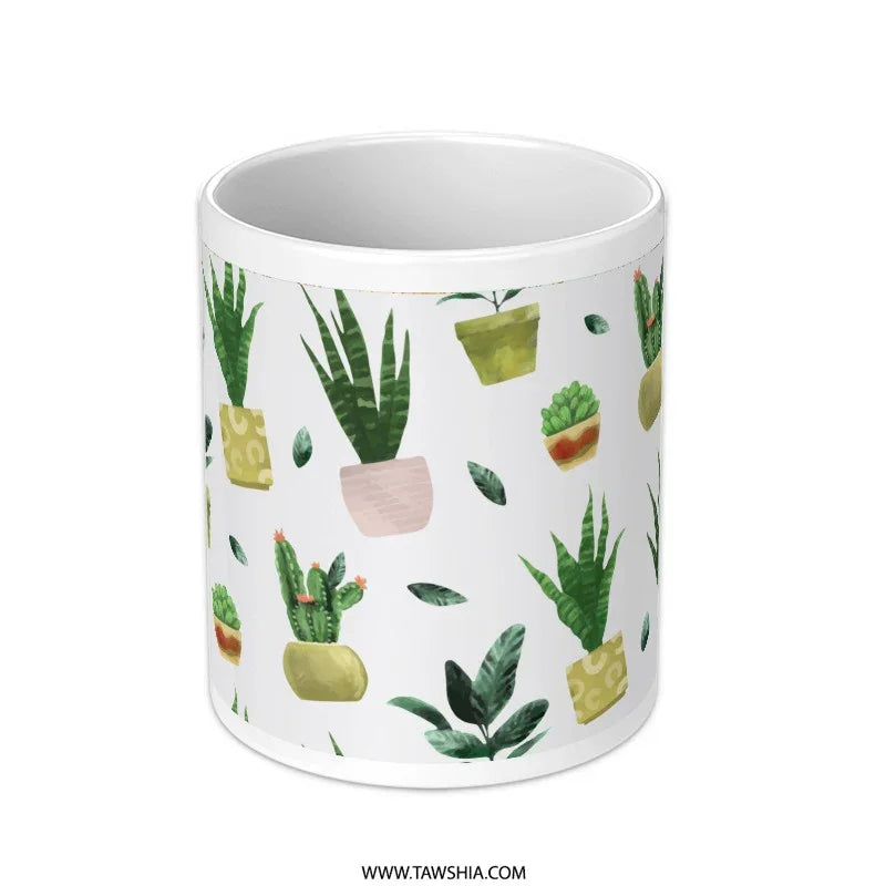 Succulent Plant Design White Ceramic Mug product