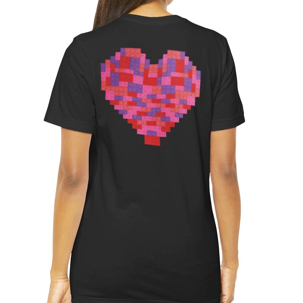 Pixelated Red Heart Design Black T-shirt product type