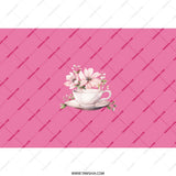 Floral Tea Cup Tumbler, Pink Tumbler, Flower Tea Tumbler, Gift For Tea Lover, Cute Tumbler With Straw, Tea Party, Unique Gift - Tawshia
