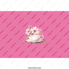 Floral Tea Cup Tumbler, Pink Tumbler, Flower Tea Tumbler, Gift For Tea Lover, Cute Tumbler With Straw, Tea Party, Unique Gift - Tawshia