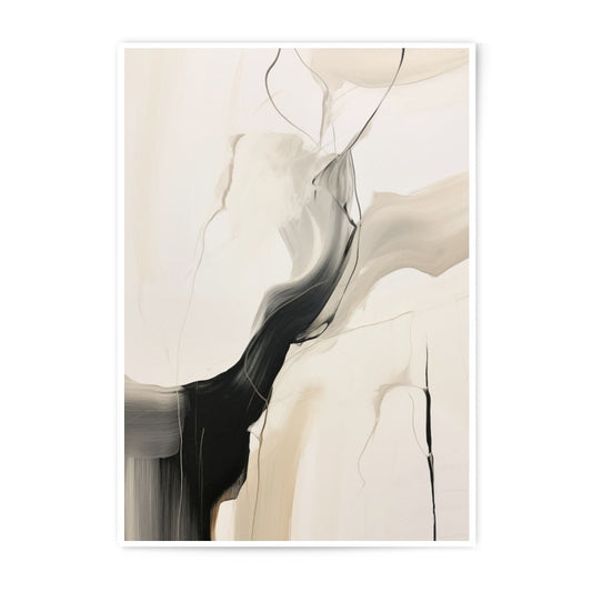 Abstract Art Photographic Print, Neutral Beige Black Wall Art, Modern Minimalist Home Decor, Elegant Line Art Print - Tawshia