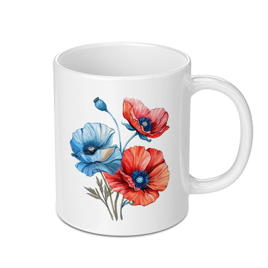 Watercolor Poppy Mug, Floral Coffee Mug, Poppy Flower Mug, Botanical Art Mug, Gift for Plant Lover, Colorful Mug, Summer Mug - Tawshia