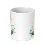 Vintage Ship Art with Floral Accents Mug product