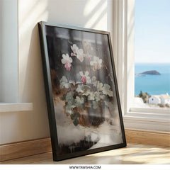 Pink Fairy Slippers Wall Art, Winter Floral Print, Snow Scene Artwork, Botanical Painting, Fine Art Print, Home Decor - Tawshia