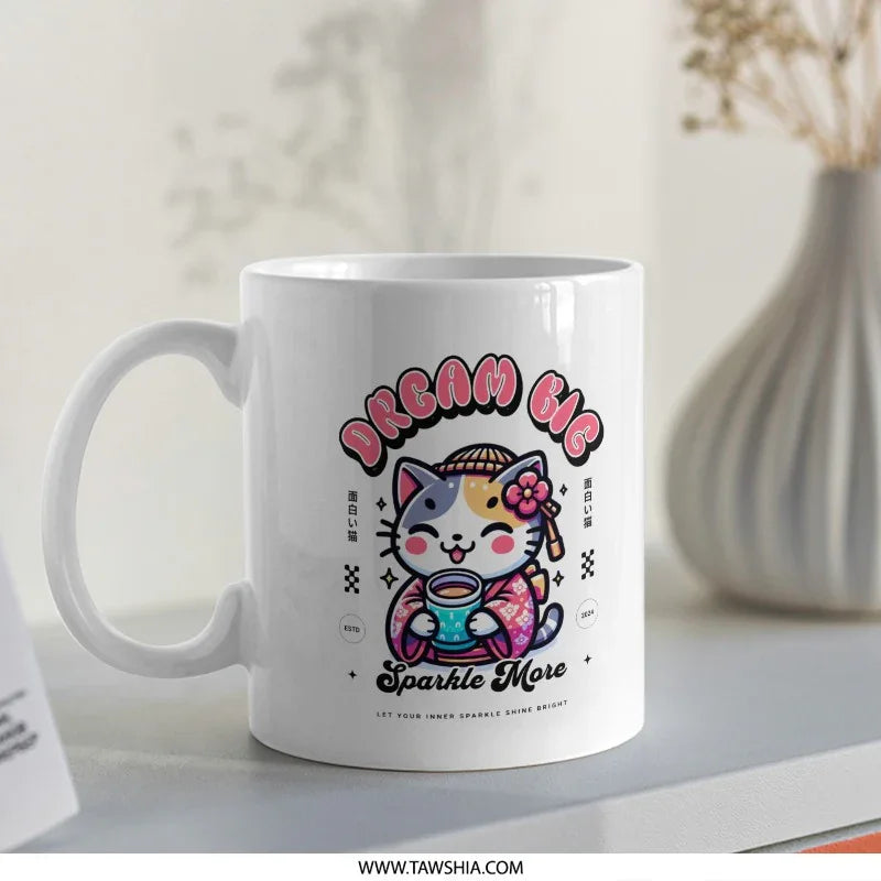 Dream Big Sparkle More Cat Mug Product