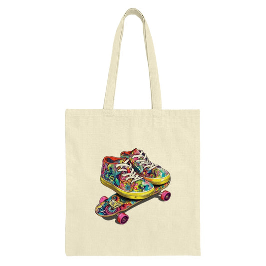 Skate Shoes Tote Bag, Colorful Skateboard Art, Funky Design Shopping Bag, Unique Graphic, Artistic Tote, Gift For Skaters, Everyday Bag - Tawshia