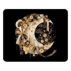 Crescent Moon Mouse Pad, Floral Design, Celestial Decor, Home Office Accessory, Unique Gift Idea - Tawshia