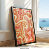 Retro Swirl Wall Art, 70s Inspired Print, Abstract Groovy Decor, Orange Cream Wave Poster, Trendy Home Art, Funky Aesthetic Room Decor - Tawshia