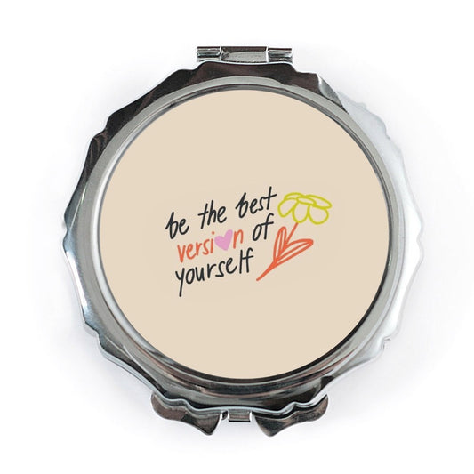 Be the Best Version Pocket Mirror, Floral Design Mirror, Cute Pocket Mirror, Affirmation Gift, Inspirational Pocket Mirror, Small Mirror - Tawshia