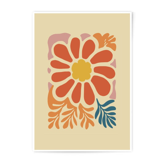 Orange Daisy Photographic Print, Floral Wall Art, Botanical Decor, Flower Illustration, Colorful Home Decor, Modern Art Print - Tawshia