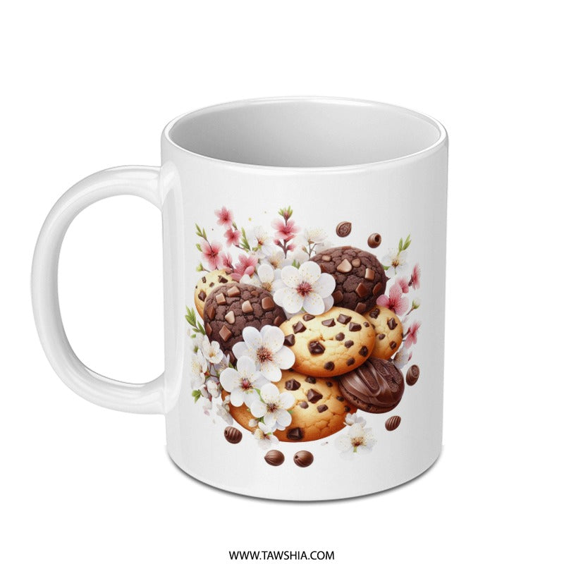 Cookies and Flowers Mug, Floral Mug, Baking Mug, Foodie Mug, Gift Mug, Dessert Mug, Sweet Treats Mug, Coffee Mug, Tea Mug, Kitchen Decor - Tawshia