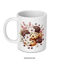 Cookies and Flowers Mug, Floral Mug, Baking Mug, Foodie Mug, Gift Mug, Dessert Mug, Sweet Treats Mug, Coffee Mug, Tea Mug, Kitchen Decor - Tawshia