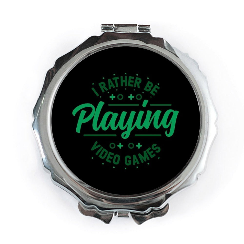 Gamer Pocket Mirror, Video Game Lover, Funny Gaming Quote, I Rather Be Playing, Gift for Gamers, Handbag Mirror, Compact Mirror - Tawshia