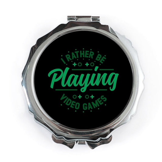 Gamer Pocket Mirror, Video Game Lover, Funny Gaming Quote, I Rather Be Playing, Gift for Gamers, Handbag Mirror, Compact Mirror - Tawshia
