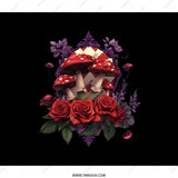 Mushroom and Roses BackPack, Floral Art BackPack, Unique Design BackPack, Nature Inspired BackPack, Gothic Style BackPack, Dark Academia - Tawshia