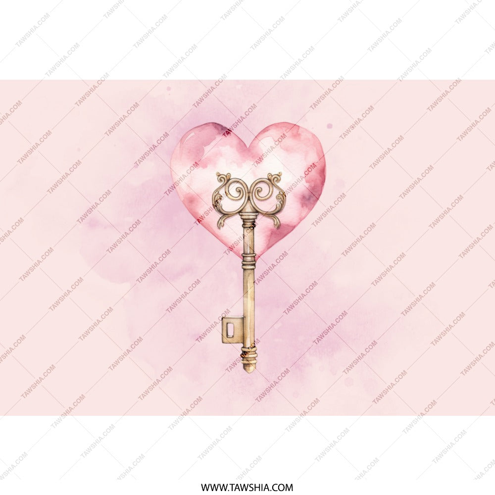 Key to My Heart Tumbler, Watercolor Heart Tumbler, Valentine's Day Gift, Romantic Gift Tumbler, Decorative Tumbler, Key to Love Tumbler - Tawshia