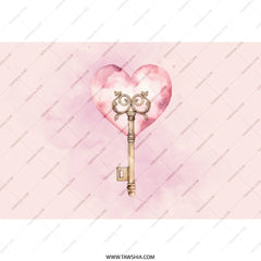 Key to My Heart Tumbler, Watercolor Heart Tumbler, Valentine's Day Gift, Romantic Gift Tumbler, Decorative Tumbler, Key to Love Tumbler - Tawshia