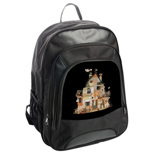 Whimsical House Backpack, Fantasy Cottagecore, Cute School Bag, Unique Travel Backpack, Book Bag for Students, Colorful Architecture Design - Tawshia