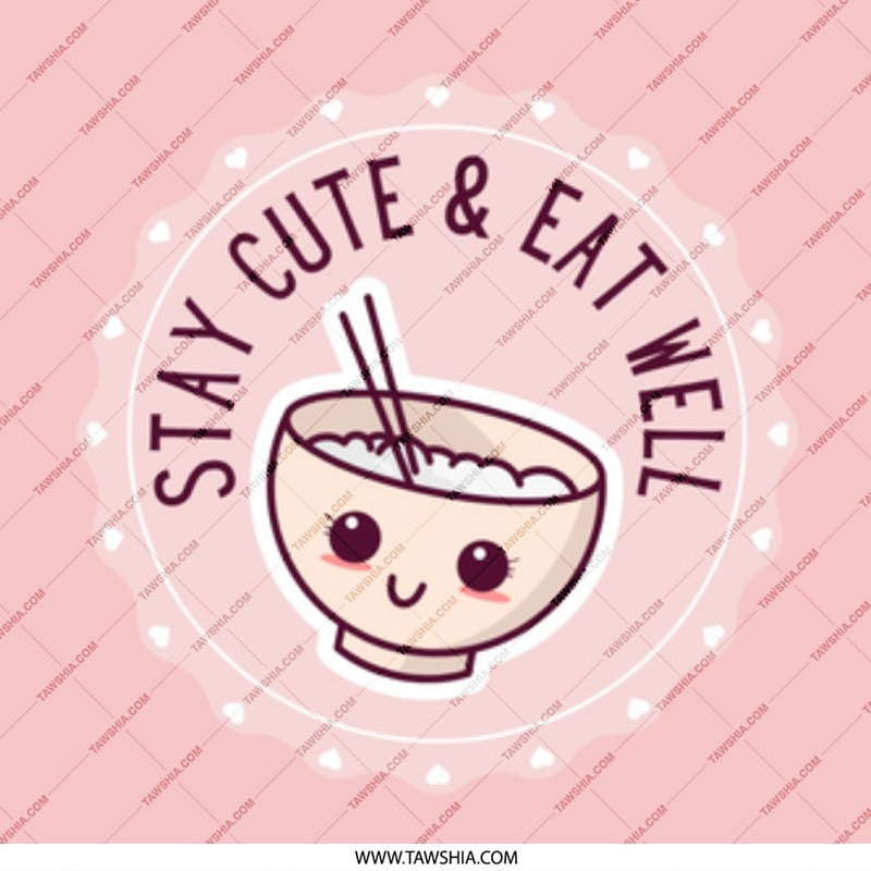 Cute Bowl Mug, Stay Cute Eat Well Coffee Cup, Kawaii Food Mug, Adorable Ramen Mug, Aesthetic Mug, Gift for Foodie, Novelty Mug - Tawshia