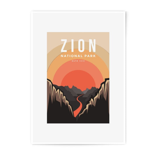 Zion National Park Print, Travel Art, Retro Style, Vintage Poster, Photographic Print, Gift Idea, Wall Decor, Landscape Print - Tawshia