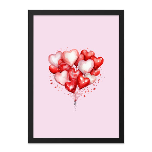 Heart Balloons Wall Art, Valentine's Day Decor, Love Wall Art, Romantic Home Decor, Anniversary Gift Idea, Watercolor Heart Print - Tawshia