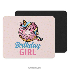 Birthday Girl Unicorn Donut Mouse Pad, Cute Desk Decor, Kawaii Mousepad, Fun Office Gift, Gaming Mousepad, Girl Birthday Gift - Tawshia