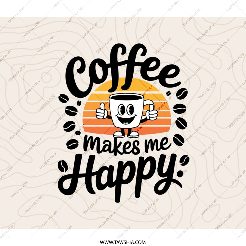 Coffee Makes Me Happy BackPack, Coffee Lover Gift, Cute Coffee BackPack, BookBag, College BackPack, School Bag, Travel BackPack - Tawshia