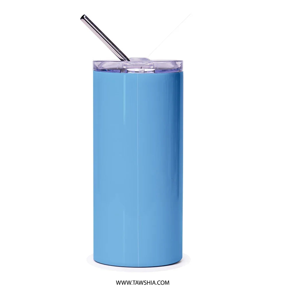 Blue Tumbler with Lid and Straw Insulated Drinkware Product