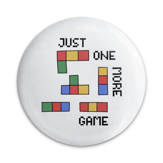 Just One More Game Pinback Button, Retro Gaming Button, Tetris Inspired Button, Gamer Gift, Funny Pin Button, Video Game Accessories - Tawshia
