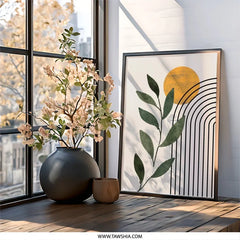 Abstract Botanical Wall Art, Boho Art Print, Minimalist Wall Decor, Arch and Sun Wall Art, Modern Art, Nature Inspired Art - Tawshia