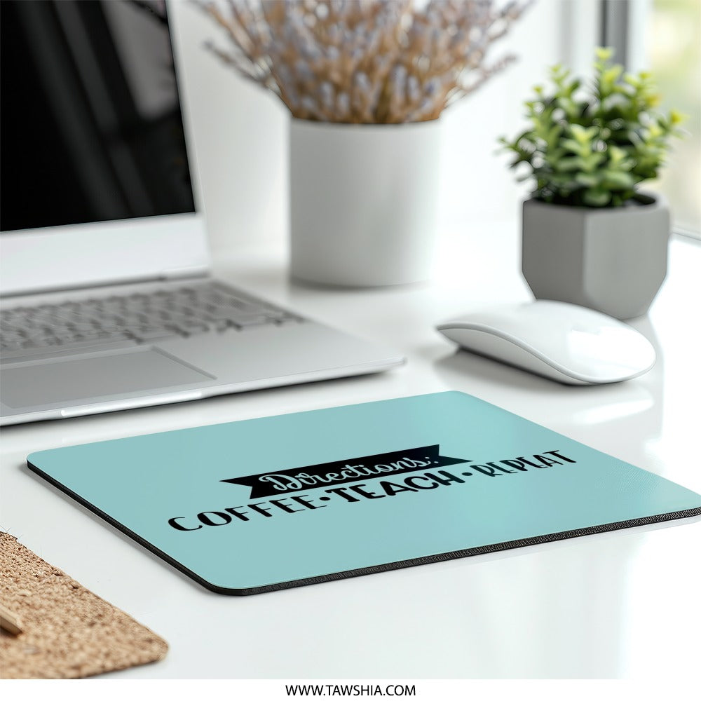 Coffee Teach Repeat Mouse Pad, Teacher Appreciation Gift, Funny Teacher Present, Back to School Decor, Unique Gift Idea, Desk Accessories - Tawshia